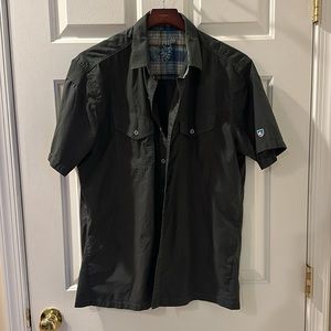 Charcoal L Kuhl Button Down shirt hiking outdoors